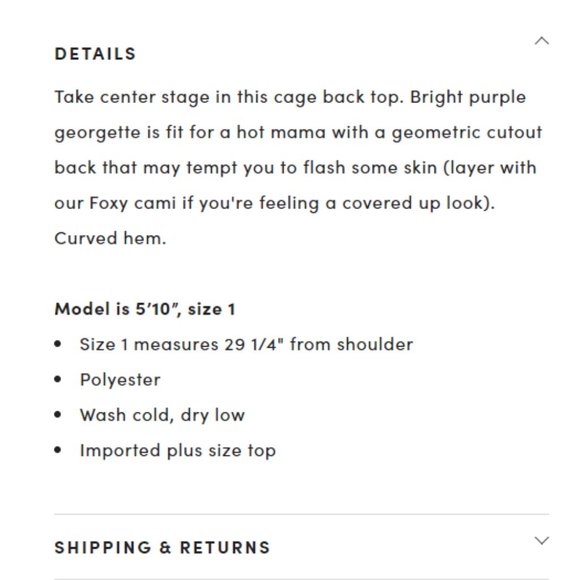 TORRID PURPLE GEORGETTE CAGE BACK TOP - Picture 7 of 7